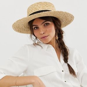ASOS natural straw easy boater with size adjuster